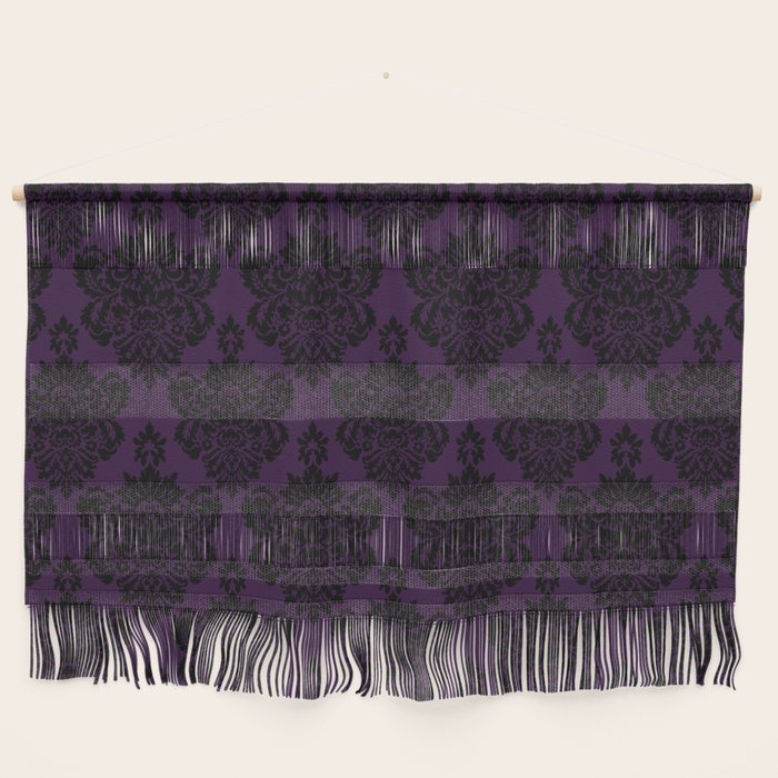 Black Damask Pattern 2- Aubergine Purple Wall Hanging Gallery Image 1