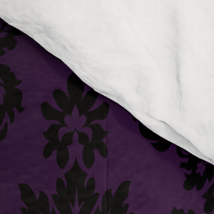 Black Damask Pattern 2- Aubergine Purple Comforter Gallery Image 4