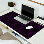 Black Damask Pattern 2- Aubergine Purple Desk Mat Gallery Image 2