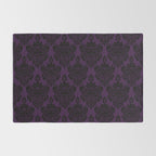 Black Damask Pattern 2- Aubergine Purple Rug Gallery Image 2