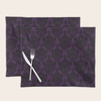 Black Damask Pattern 2- Aubergine Purple Placemat Gallery Image 1