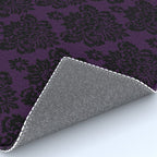 Black Damask Pattern 2- Aubergine Purple Rug Gallery Image 4