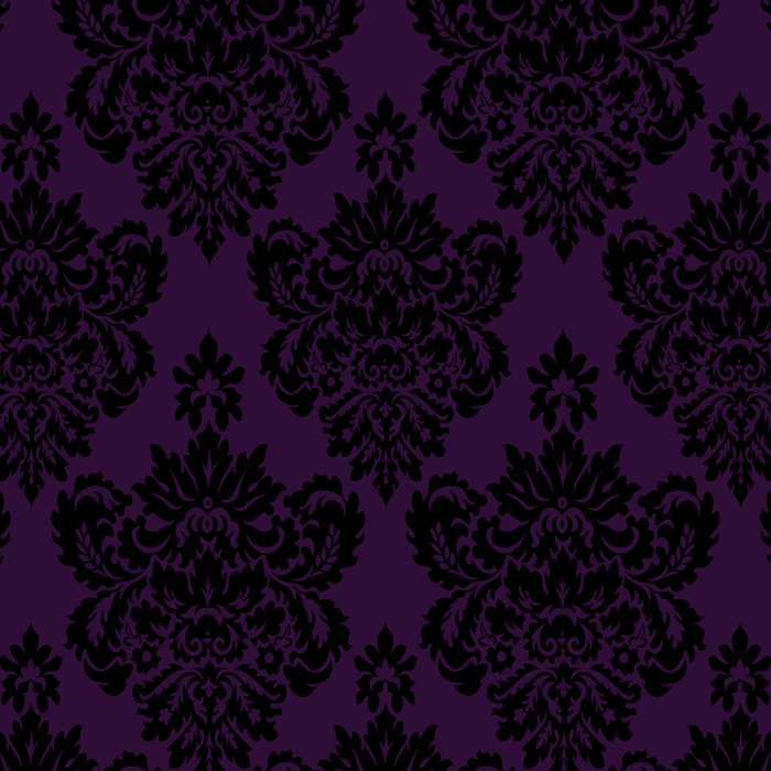 Black Damask Pattern 2- Aubergine Purple Coffee Mug Gallery Image 2