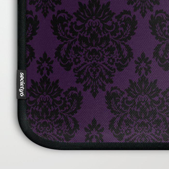 Black Damask Pattern 2- Aubergine Purple Laptop Sleeve Gallery Image 3