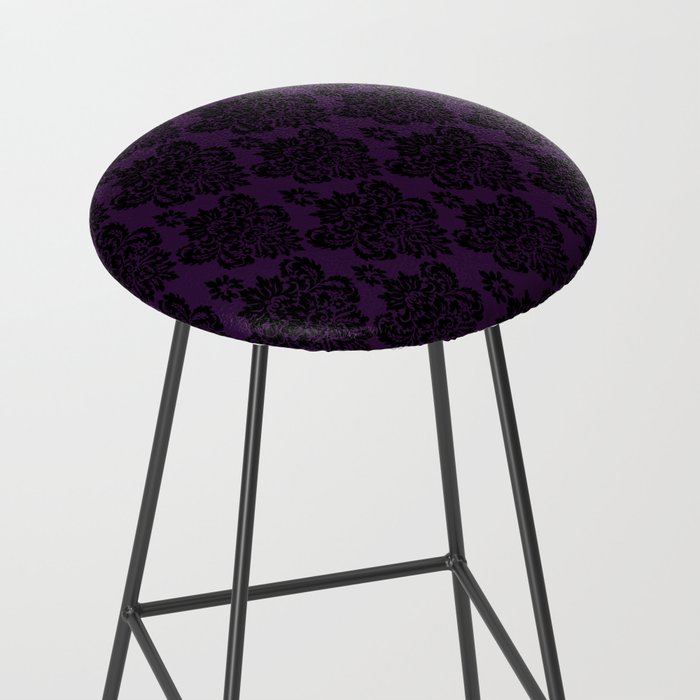 Black Damask Pattern 2- Aubergine Purple Stool Gallery Image 2