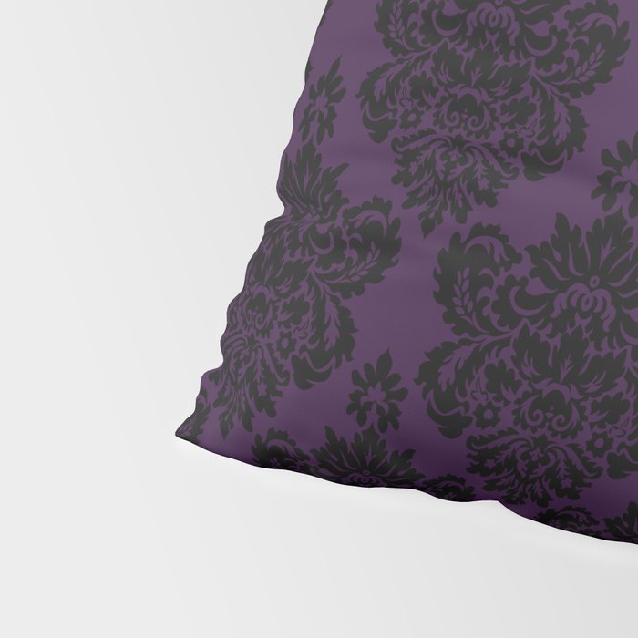 Black Damask Pattern 2- Aubergine Purple Pillow Sham Gallery Image 4