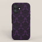 Black Damask Pattern 2- Aubergine Purple iPhone Case Gallery Image 1