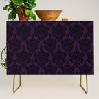 Black Damask Pattern 2- Aubergine Purple Credenza Gallery Image 1
