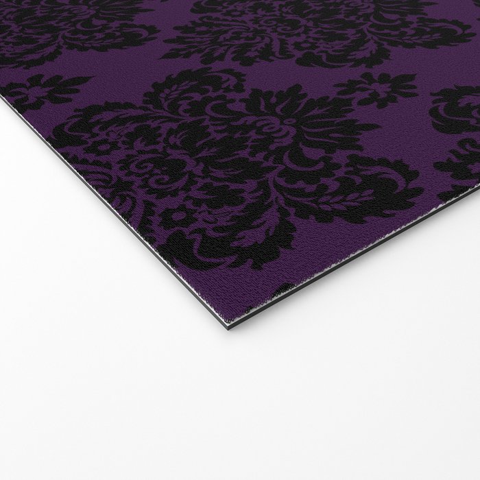 Black Damask Pattern 2- Aubergine Purple Welcome Mat Gallery Image 2