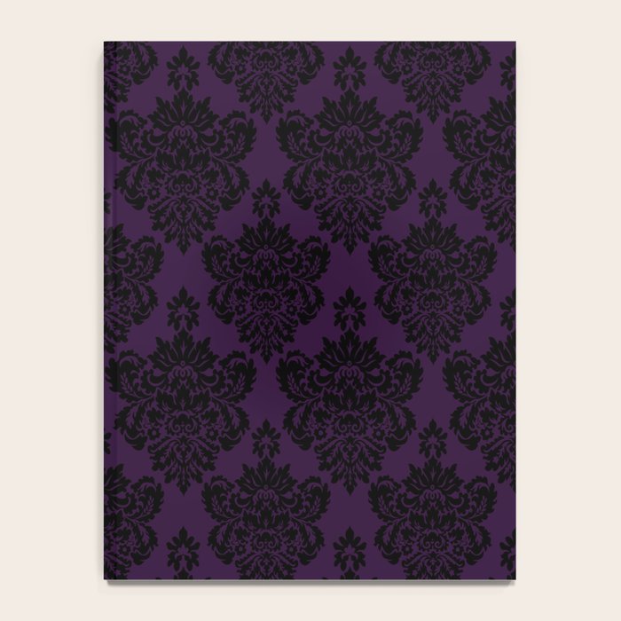 Black Damask Pattern 2- Aubergine Purple Notebook Gallery Image 4