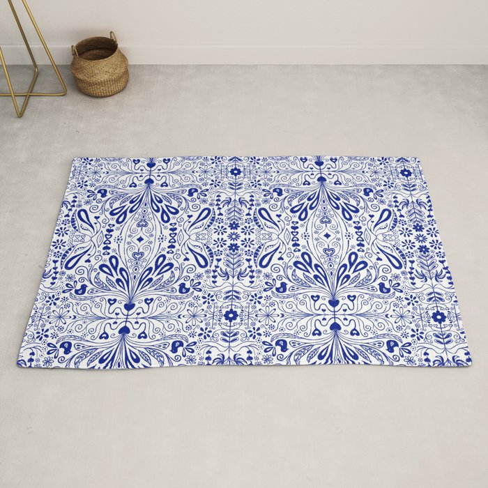 Chinoiserie Scandinavian Folk Art Rug Gallery Image 2