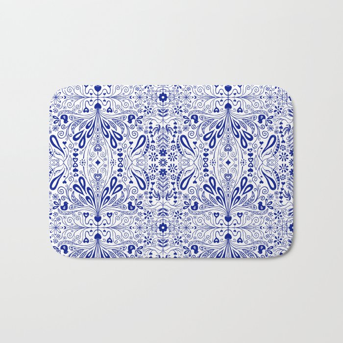 Chinoiserie Scandinavian Folk Art Bath Mat Gallery Image 1