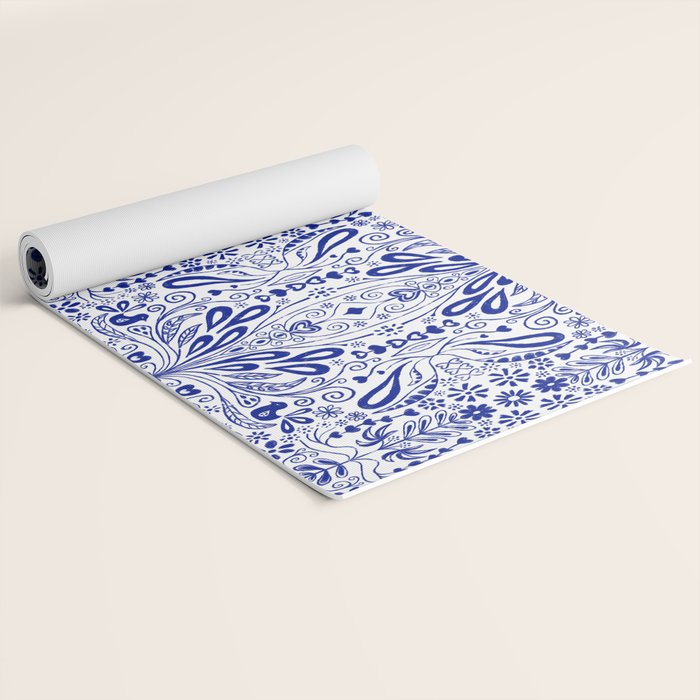 Chinoiserie Scandinavian Folk Art Yoga Mat Gallery Image 2