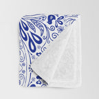 Chinoiserie Scandinavian Folk Art Throw Blanket Gallery Image 3
