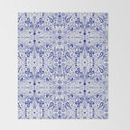 Chinoiserie Scandinavian Folk Art Throw Blanket Gallery Image 2