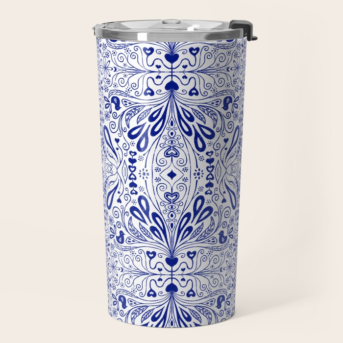 Chinoiserie Scandinavian Folk Art Travel Mug Gallery Image 2