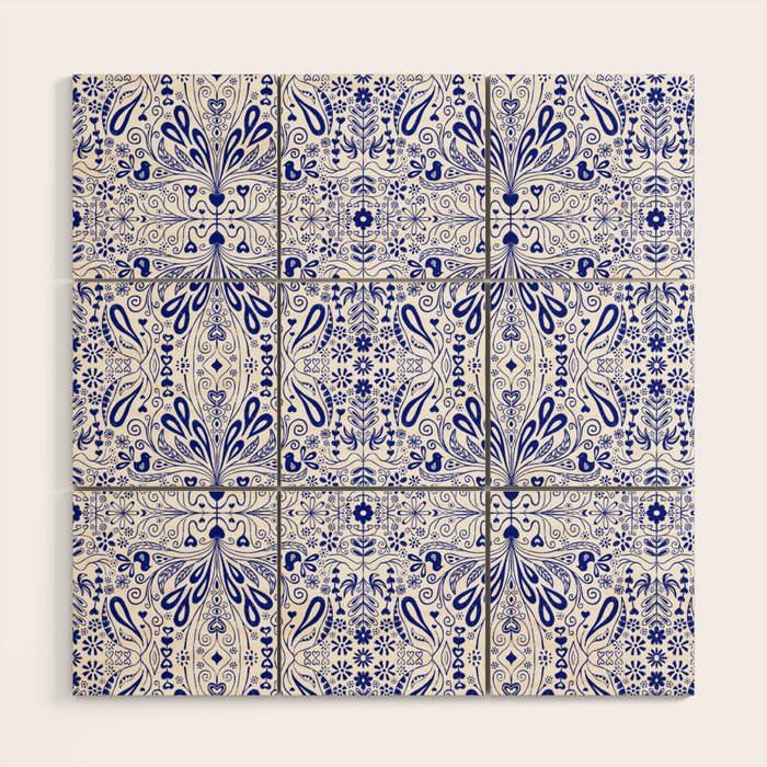 Chinoiserie Scandinavian Folk Art Wood Wall Art Gallery Image 1