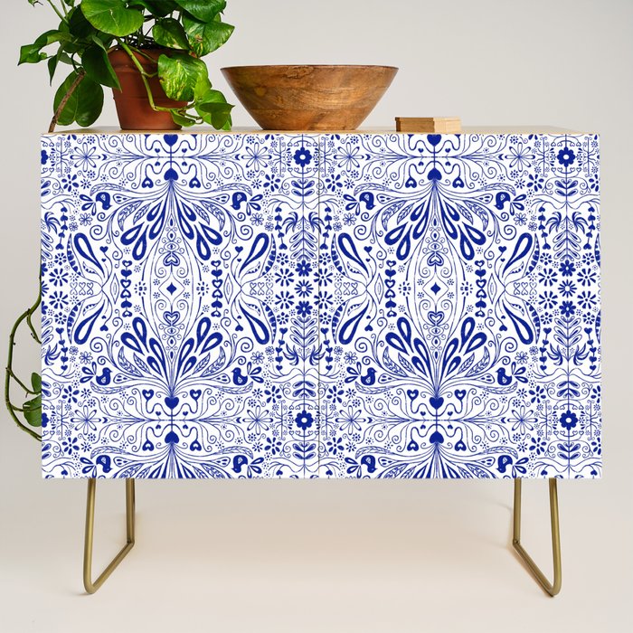 Chinoiserie Scandinavian Folk Art Credenza Gallery Image 1
