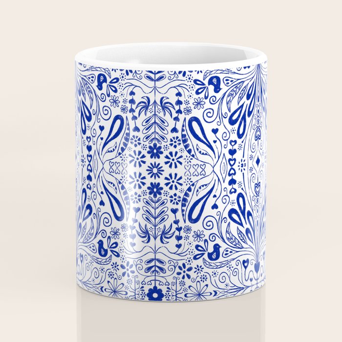 Chinoiserie Scandinavian Folk Art Coffee Mug Gallery Image 4