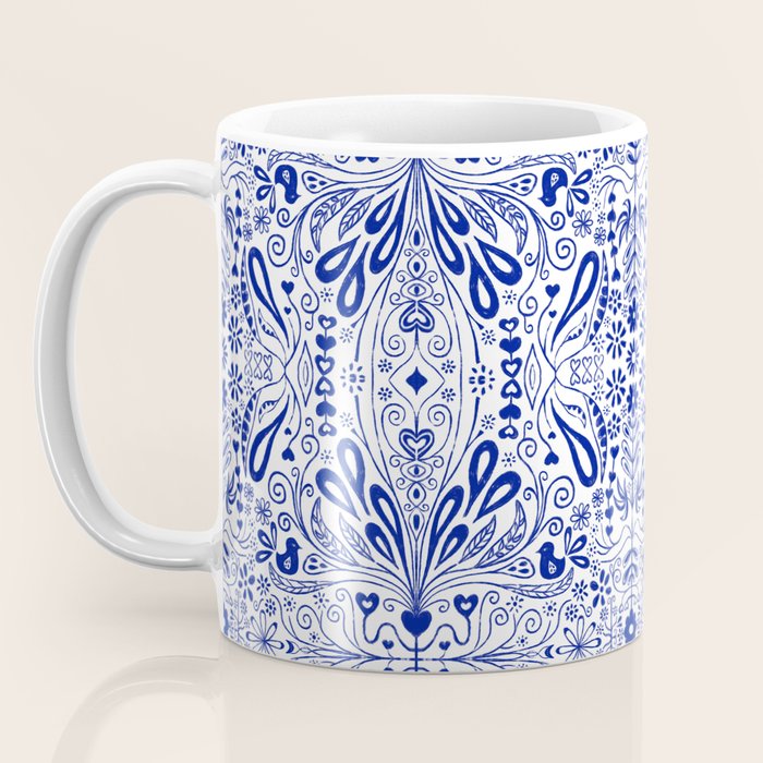 Chinoiserie Scandinavian Folk Art Coffee Mug Gallery Image 3