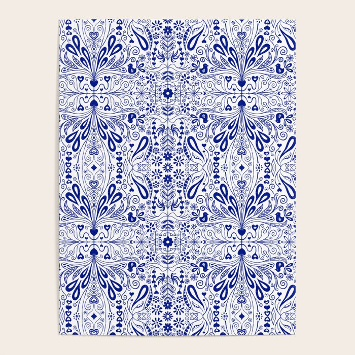 Chinoiserie Scandinavian Folk Art Poster Gallery Image 1