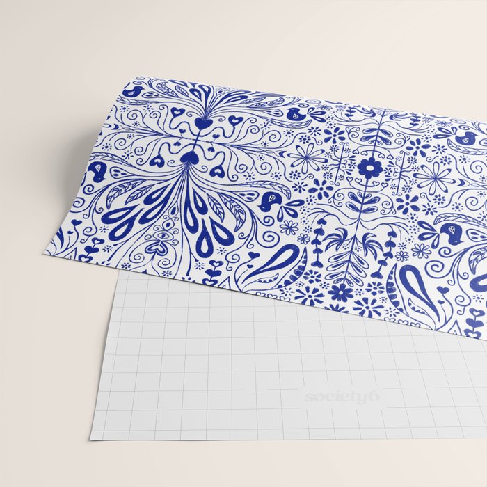 Chinoiserie Scandinavian Folk Art Wrapping Paper Gallery Image 2
