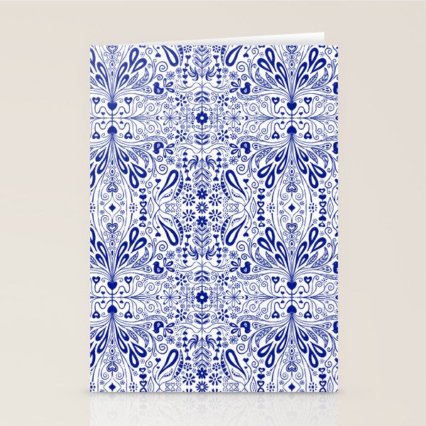 Chinoiserie Scandinavian Folk Art Stationery Card Gallery Image 2