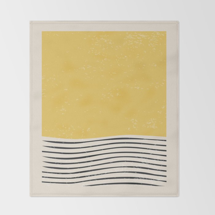Yellow Sunset Mid Century Modern Minimalist Rothko Inspired Color Field With Lines Geometric Style Throw Blanket Gallery Image 2