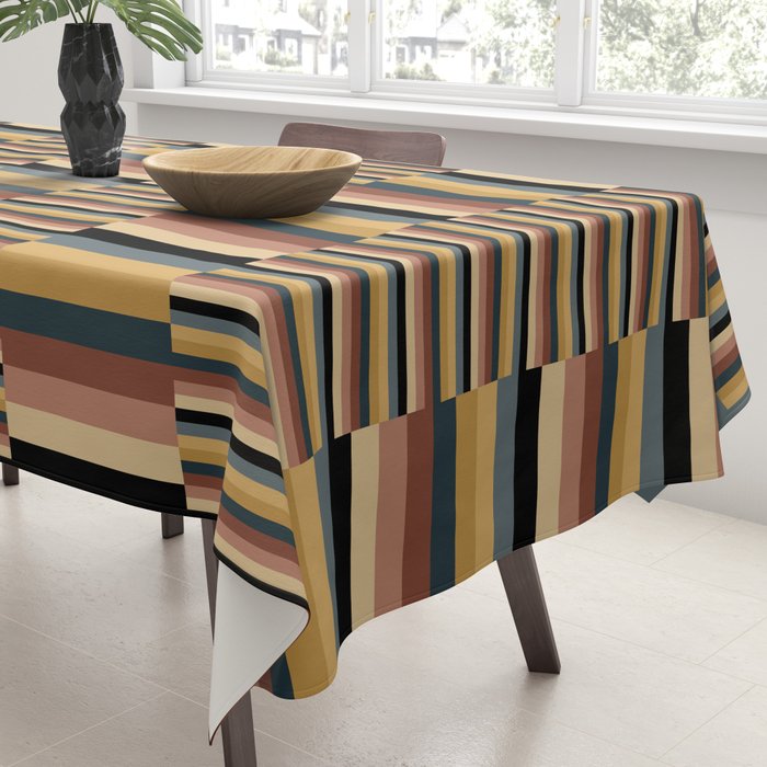 Mixed Stripes Pattern XXIV Bold Retro Tablecloth Gallery Image 3
