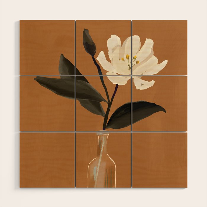 Flowers in Vase  Wood Wall Art Gallery Image 1