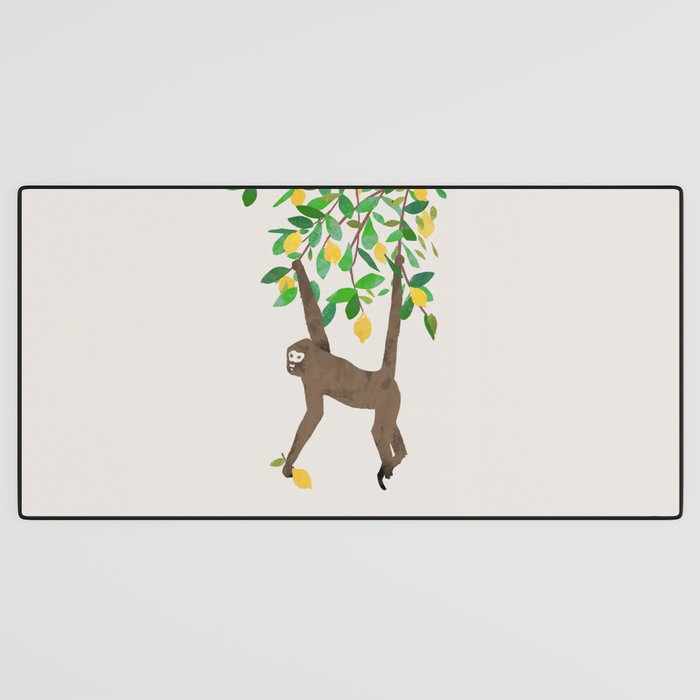 Monkey on lemon tree Desk Mat Gallery Image 3