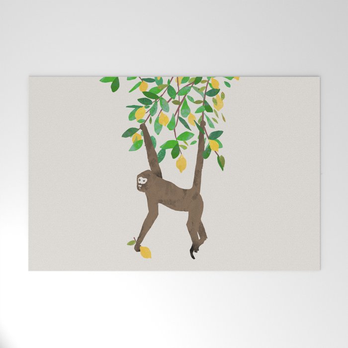 Monkey on lemon tree Welcome Mat Gallery Image 1