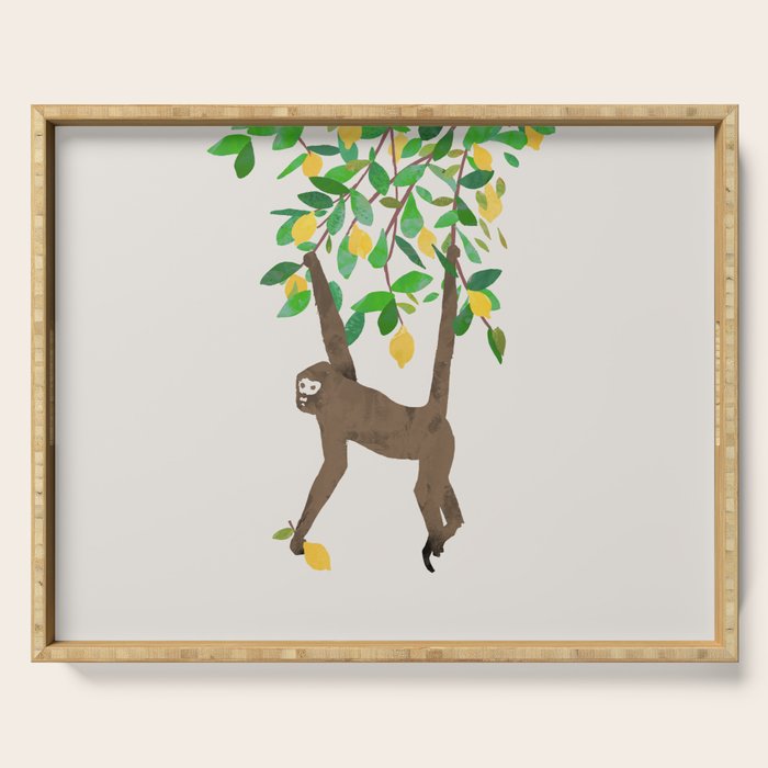 Monkey on lemon tree Serving Tray Gallery Image 1