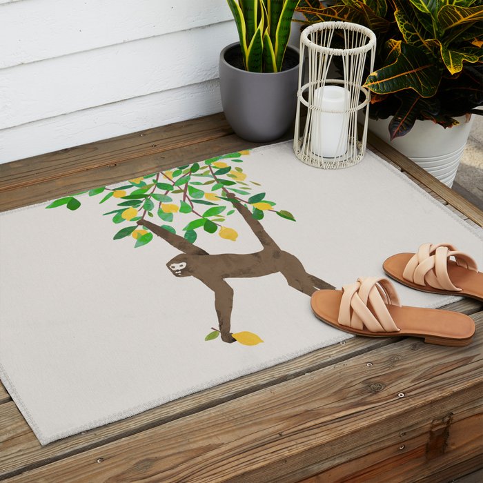 Monkey on lemon tree Outdoor Rug Gallery Image 2