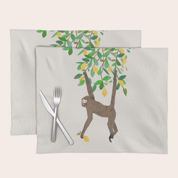Monkey on lemon tree Placemat Gallery Image 1