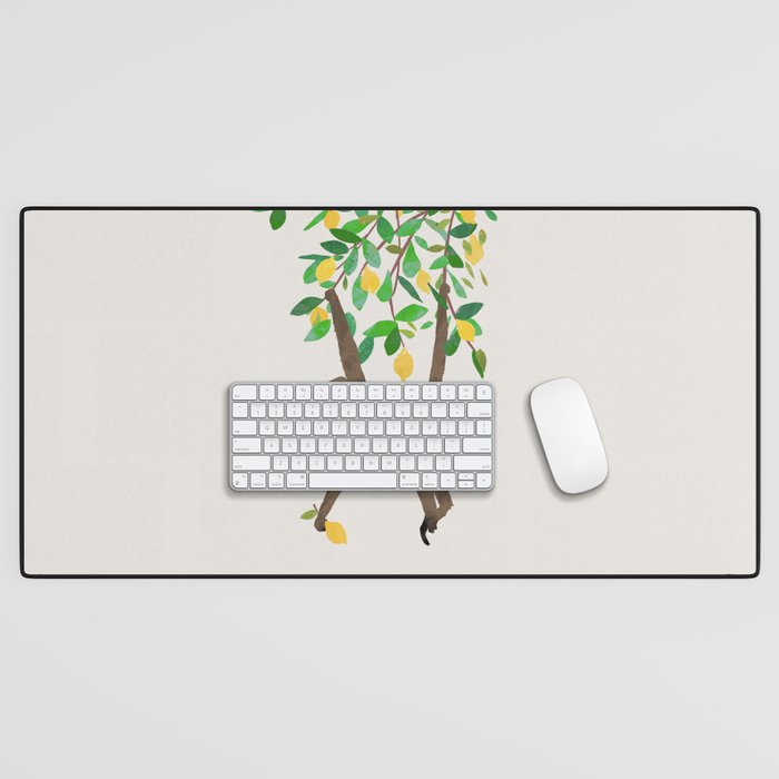 Monkey on lemon tree Desk Mat Gallery Image 1