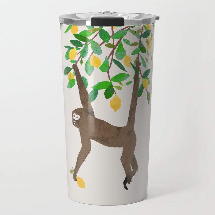 Monkey on lemon tree Travel Mug Gallery Image 1