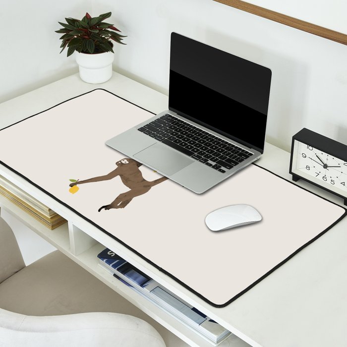 Monkey on lemon tree Desk Mat Gallery Image 2