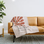 Nature Leaf Cutouts III: Terracotta Edition | Mid-Century Henri Matisse Series Throw Blanket Gallery Image 1