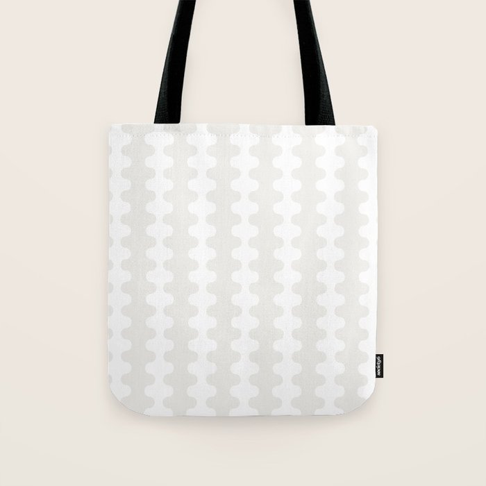 White Wavy Ogee A-Go-Go Pop Stripes Pattern Tote Bag Gallery Image 1
