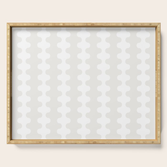 White Wavy Ogee A-Go-Go Pop Stripes Pattern Serving Tray Gallery Image 1