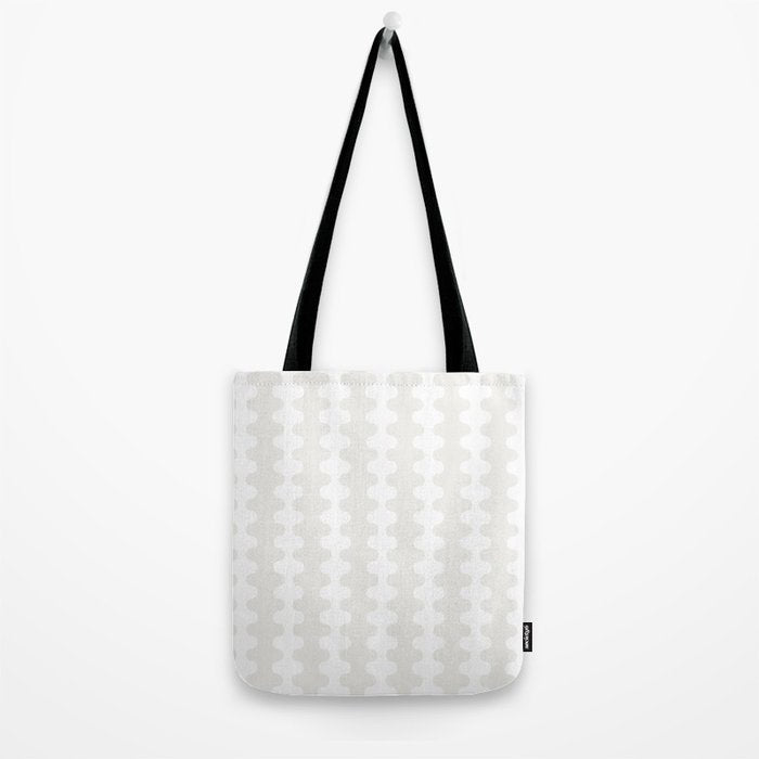 White Wavy Ogee A-Go-Go Pop Stripes Pattern Tote Bag Gallery Image 2