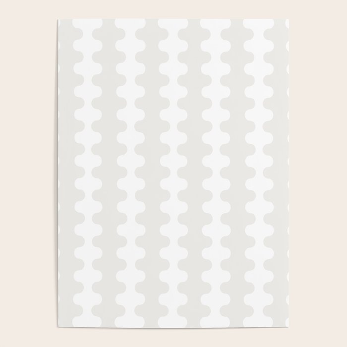White Wavy Ogee A-Go-Go Pop Stripes Pattern Poster Gallery Image 1
