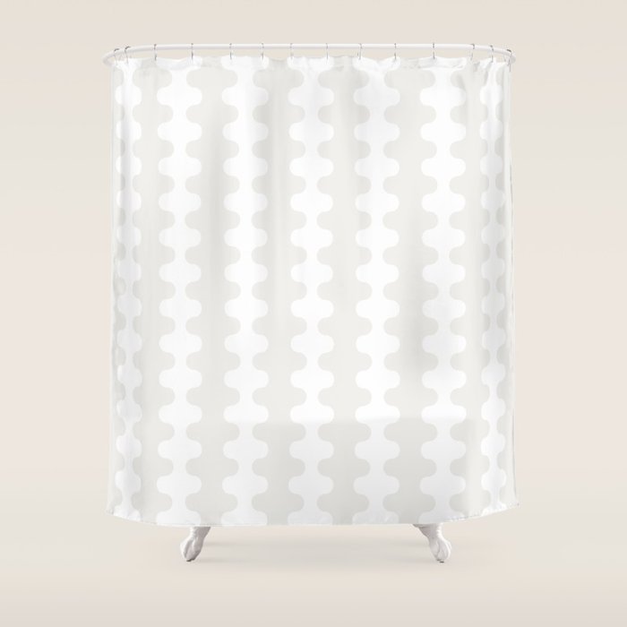White Wavy Ogee A-Go-Go Pop Stripes Pattern Shower Curtain Gallery Image 1