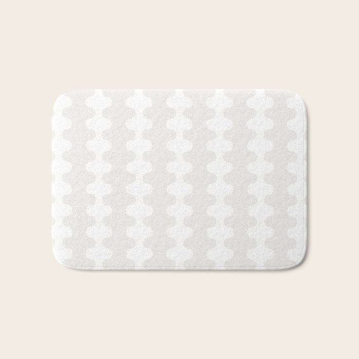 White Wavy Ogee A-Go-Go Pop Stripes Pattern Bath Mat Gallery Image 1
