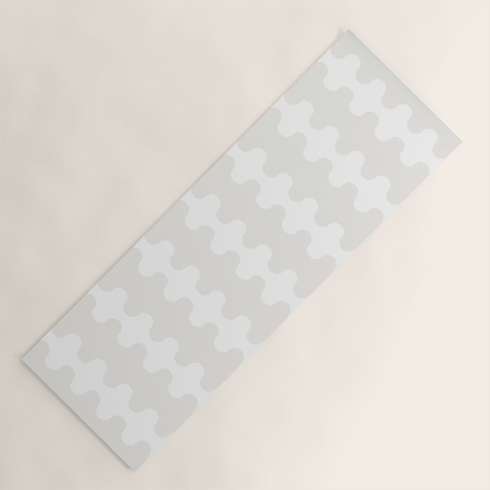 White Wavy Ogee A-Go-Go Pop Stripes Pattern Yoga Mat Gallery Image 1