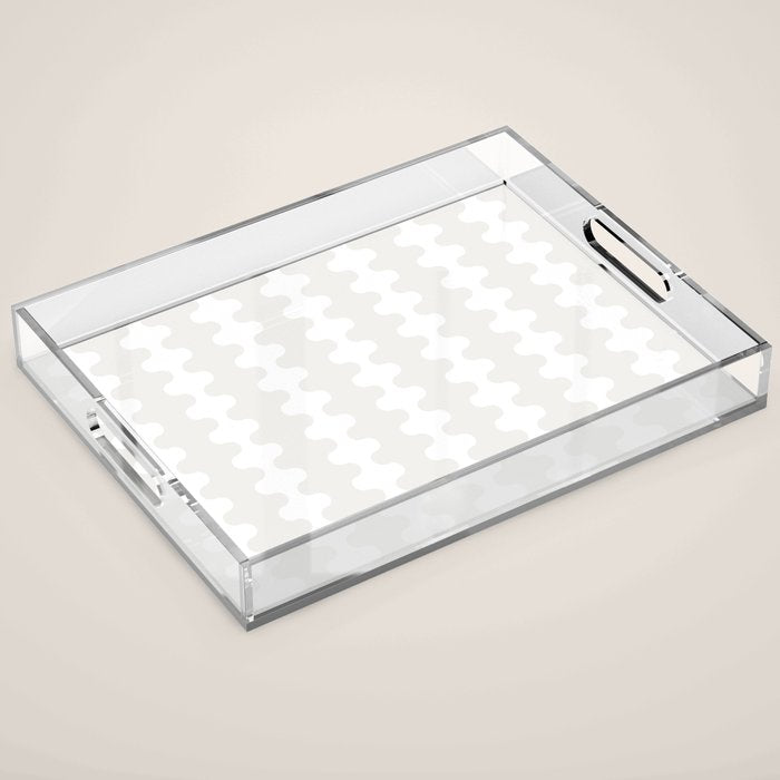 White Wavy Ogee A-Go-Go Pop Stripes Pattern Acrylic Tray Gallery Image 1