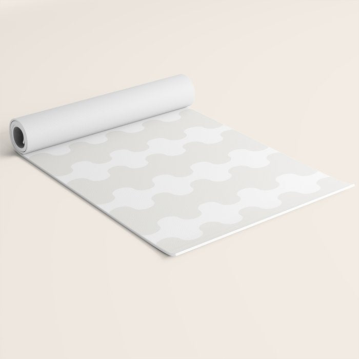 White Wavy Ogee A-Go-Go Pop Stripes Pattern Yoga Mat Gallery Image 2