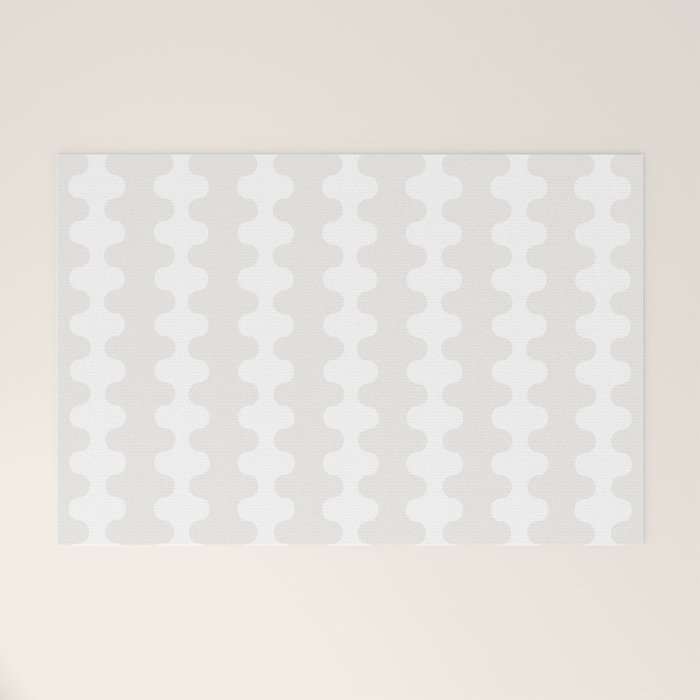 White Wavy Ogee A-Go-Go Pop Stripes Pattern Welcome Mat Gallery Image 1