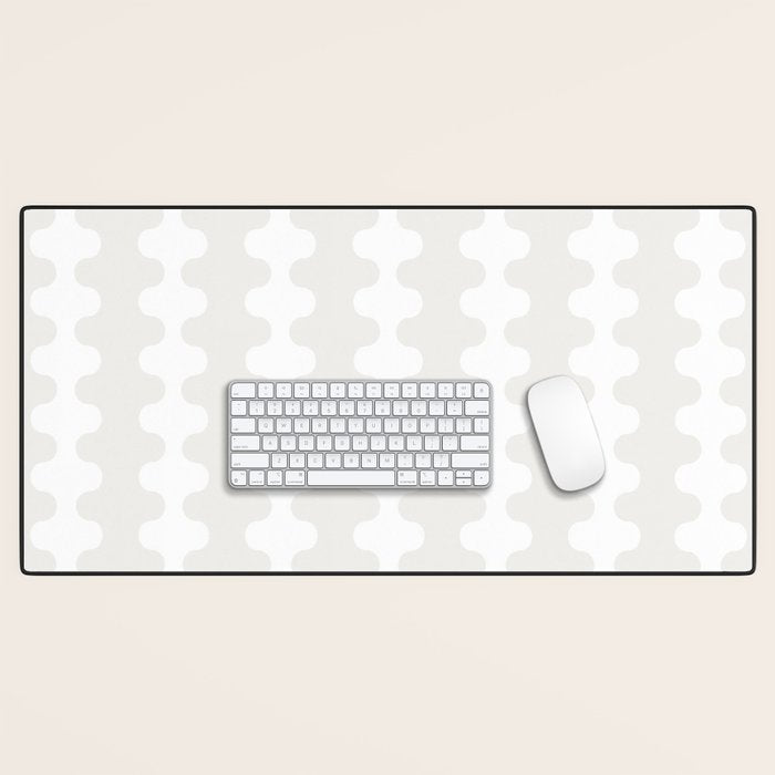White Wavy Ogee A-Go-Go Pop Stripes Pattern Desk Mat Gallery Image 1